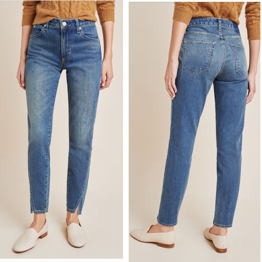 AMO ultra high rise ankle twist skinny jeans